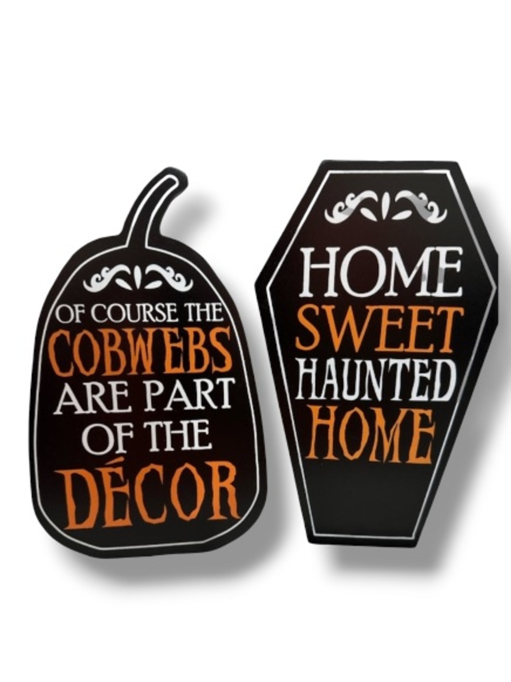 Halloween Set of Humor Decor Stands Home Sweet Haunted Home Cobwebs Tombstone